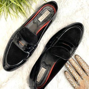 Rag & Bone Black Patent Leather and Suede Dina Penny Loafers
